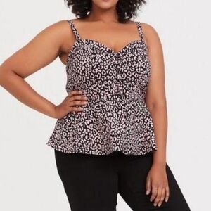 TORRID Pink and Black Leopard Peplum Cami 1x NEW